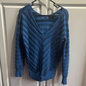 Lane Bryant Women's V-Neck Sweater in Blue Stripes